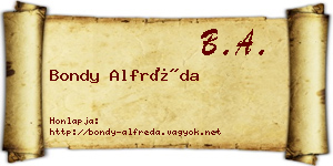 Bondy Alfréda névjegykártya